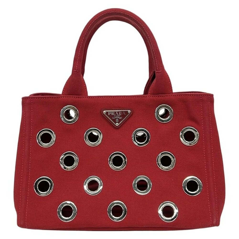 Prada Tote Canapa Grommet Gold Silver Bold X - Picture 1 of 10